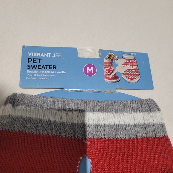 Spoiled Pooch Dog Sweater Animal Graphic Print Hearts Stripe Size Medium Cozy - Picture 11 of 16